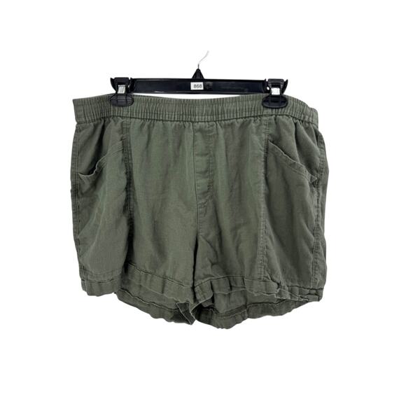 Old Navy Women's High Rise Arugula Green Linen Blend Casual Shorts Size Large - Picture 1 of 5